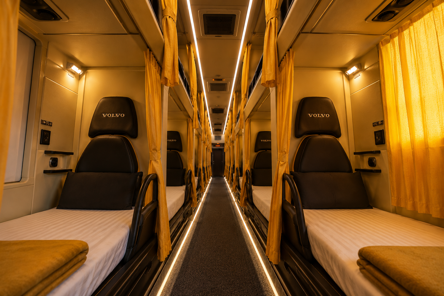 Premium sleeper interior of a Rabab Safar coach
